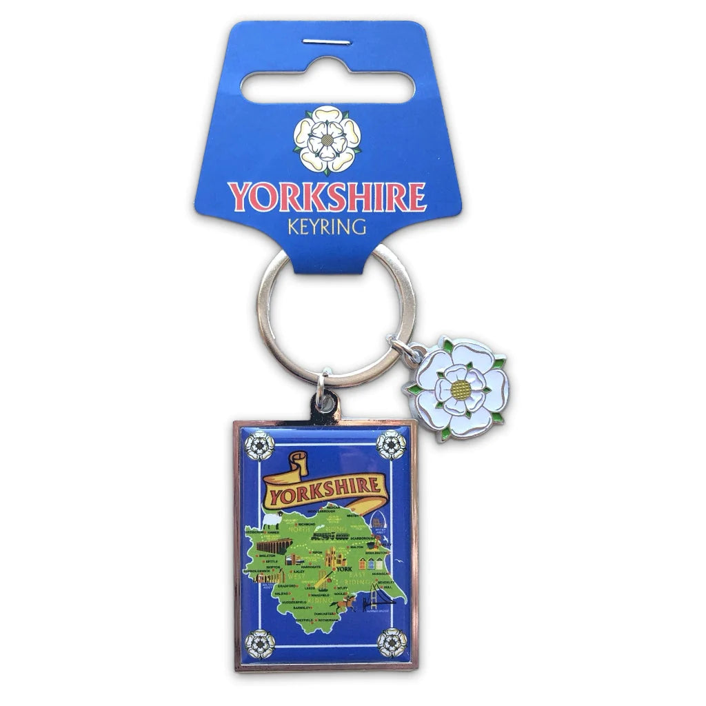 Yorkshire Map & Rose Keyring