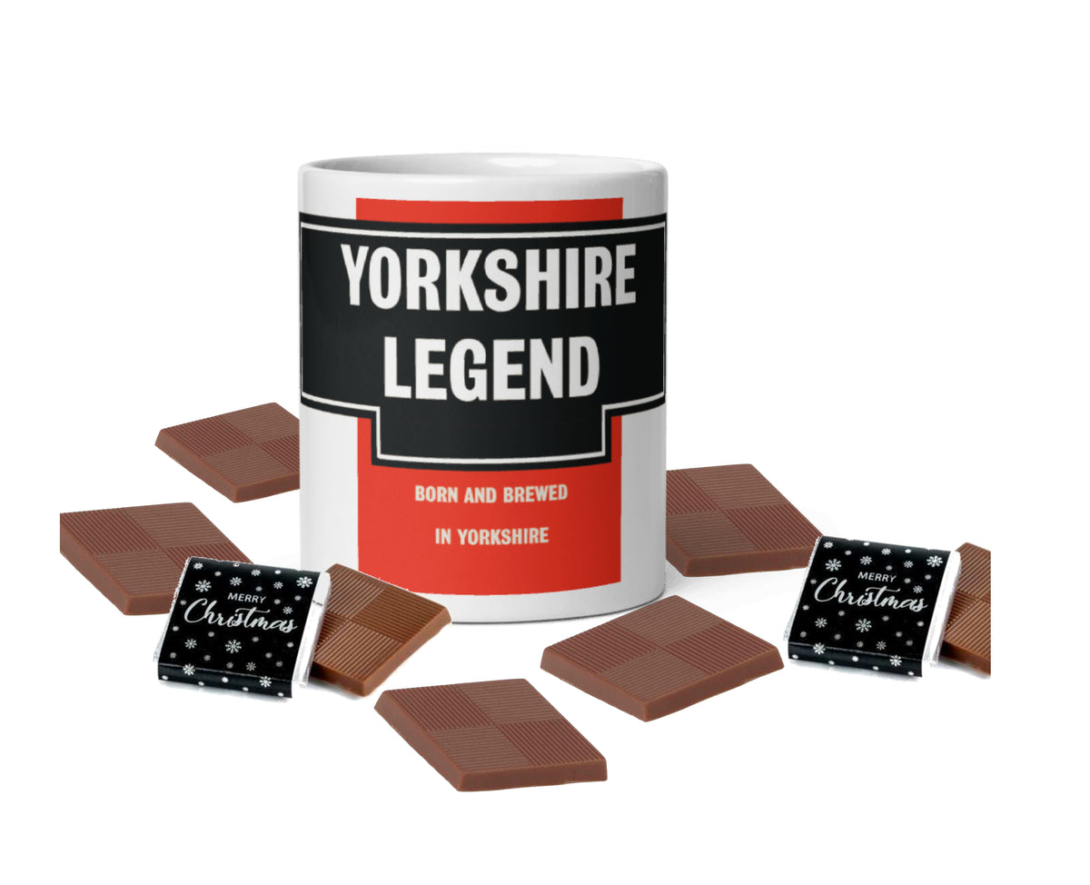 Yorkshire Legend Mug & 10 Christmas Chocolates โ Yorkshire T-Shirts