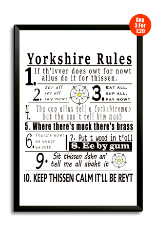 Yorkshire Rules A3 Poster