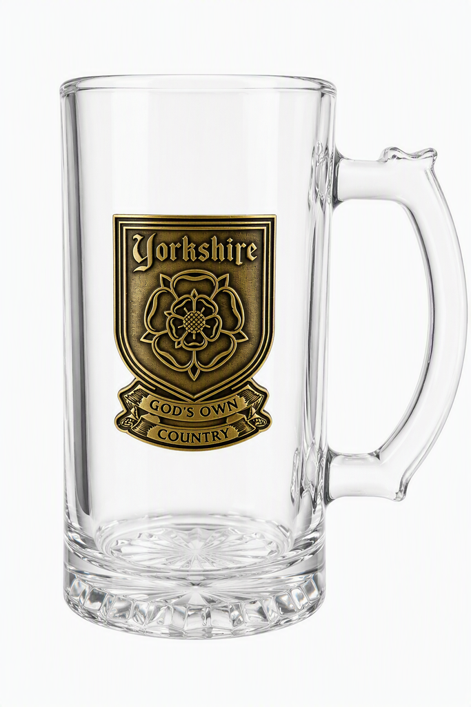 Yorkshire Rose Glass Pint Tankard