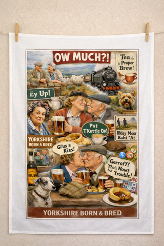 Yorkshire Ow Much Tea Towel