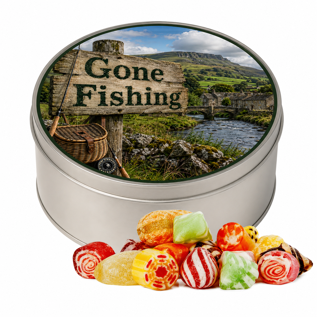 Gone Fishing Tin with Yorkshire Mixture Sweets