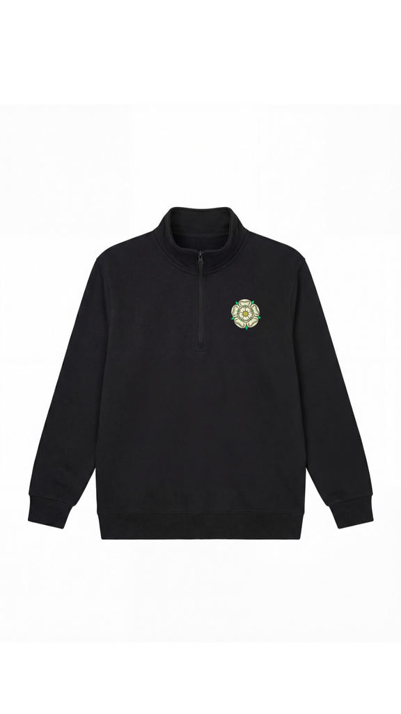 Yorkshire Rose Embroidered Quarter Zip Sweatshirt