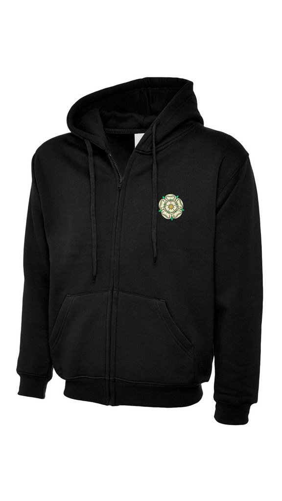 Yorkshire Rose Embroidered Full Zip Hooded Sweatshirt