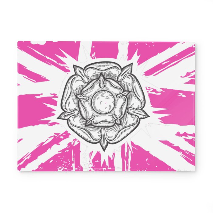 Yorkshire Union Jack Pink Glass Chopping Board