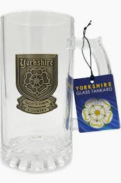 Yorkshire Rose Glass Pint Tankard